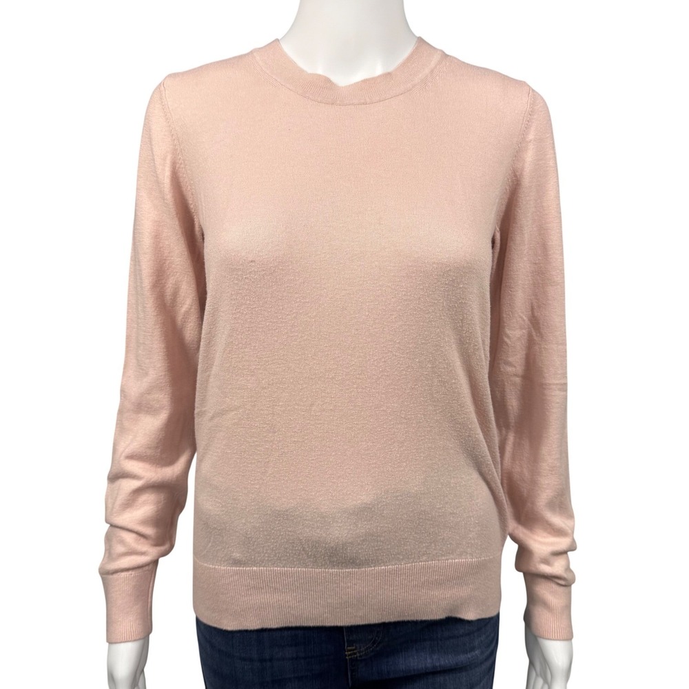 S Quince Lightweight Cotton Cashmere Crew Sweater Sugar Stone Pink Soft Girl